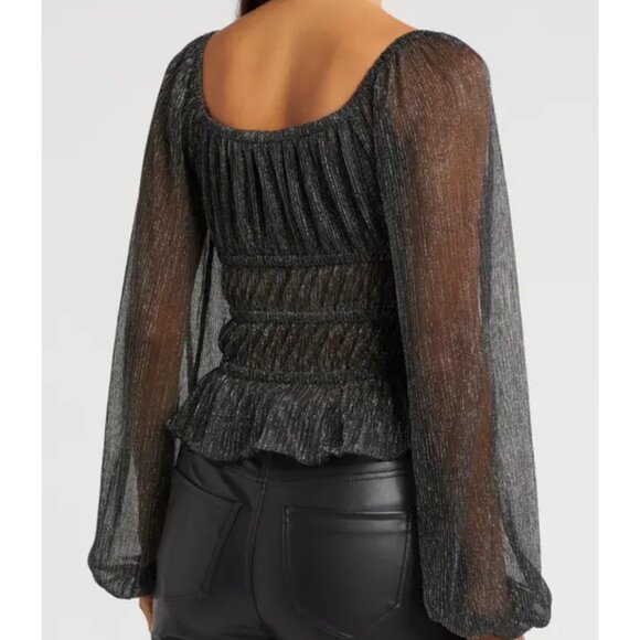 Melrose and market metalic semi-sheer blouse, size US 2 - Picture 2 of 7